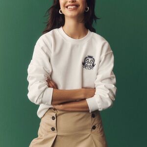 Anthropologie Oversized Classic White Crewneck Sweatshirt